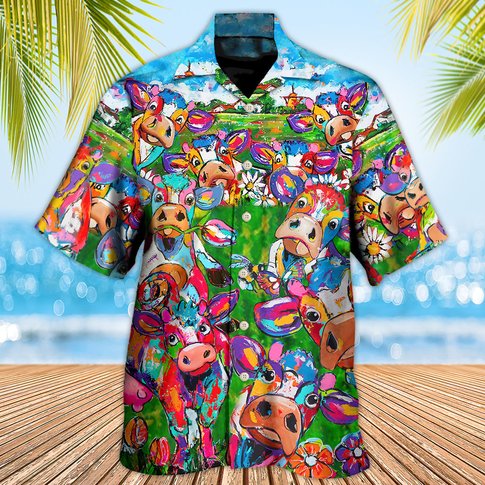 Cow Flower Funny In Farm - Hawaiian Shirt - Reefox