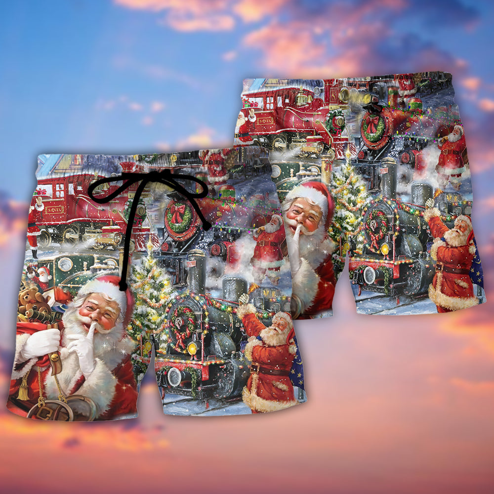 Christmas Santa's Express Train - Beach Short Reefox - Owls Matrix LTD
