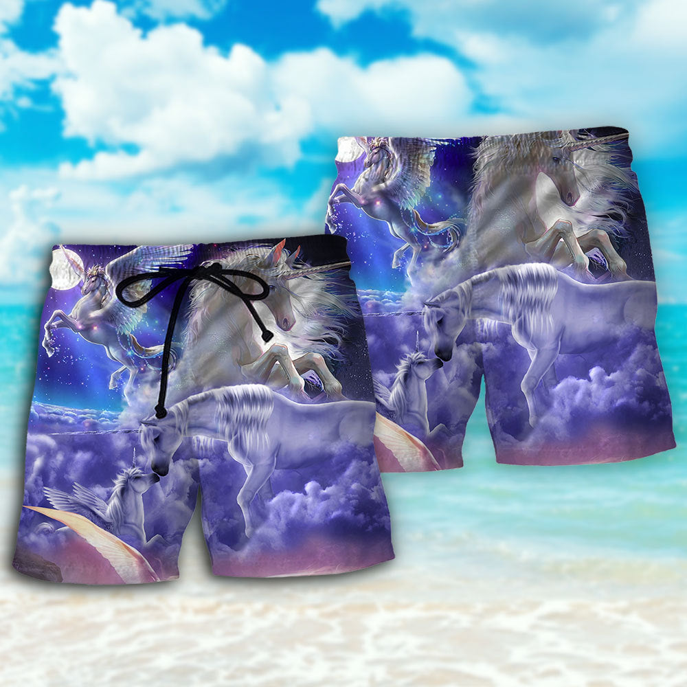 Unicorn Fantasy Art Amazing Style - Beach Short Reefox - Owls Matrix LTD