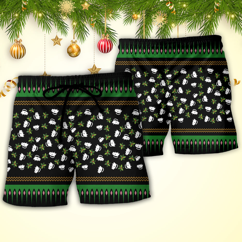 Black Cat Wreck The Tree And Blame The Doggie Merry Christmas - Beach Short Reefox - Owls Matrix LTD
