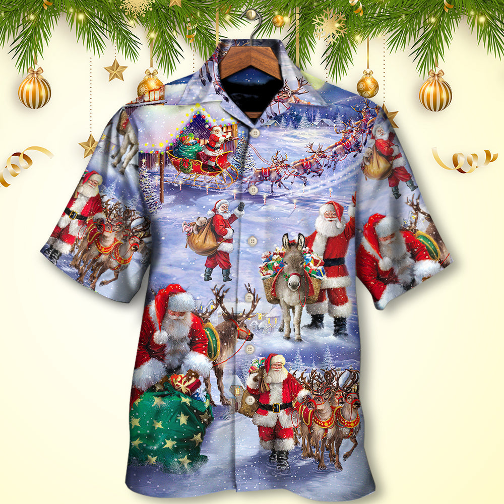 Christmas Santa Claus Story Night Gift For Xmas Painting Style - Hawaiian Shirt - Reefox