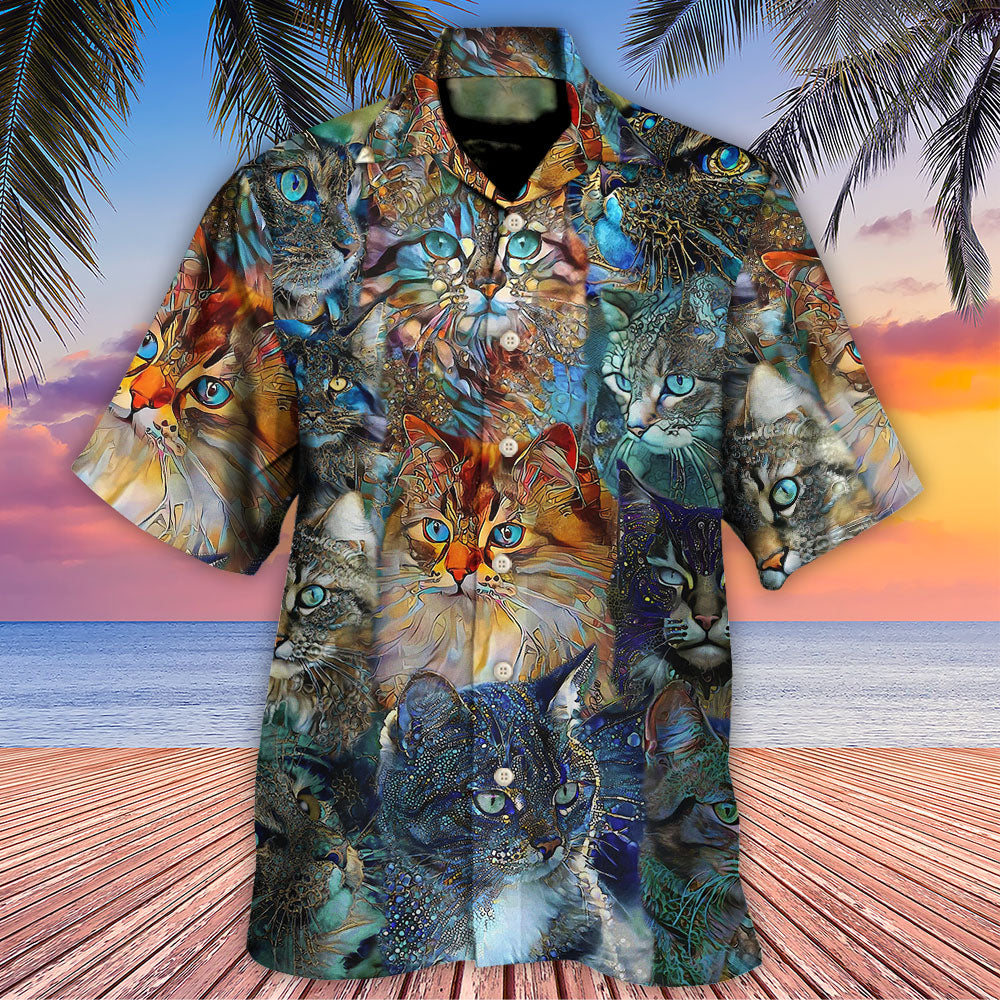 Cat Glass Art Colorful Cat Lover - Hawaiian Shirt - Reefox