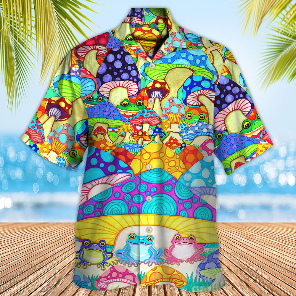 Hippie Frog Mushroom Hippie Colorful Art Peace - Hawaiian Shirt - Reefox