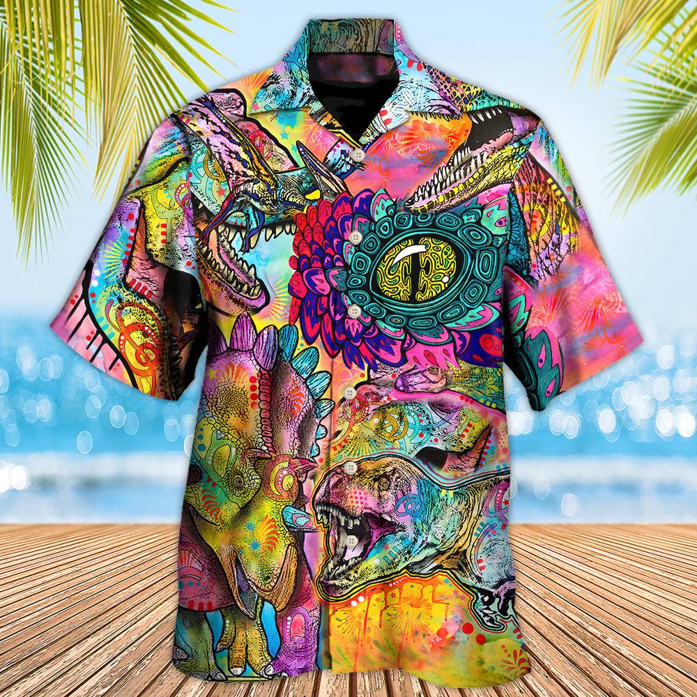 Dinosaur Psychedelic Peers Into Your Soul - Hawaiian Shirt - Reefox