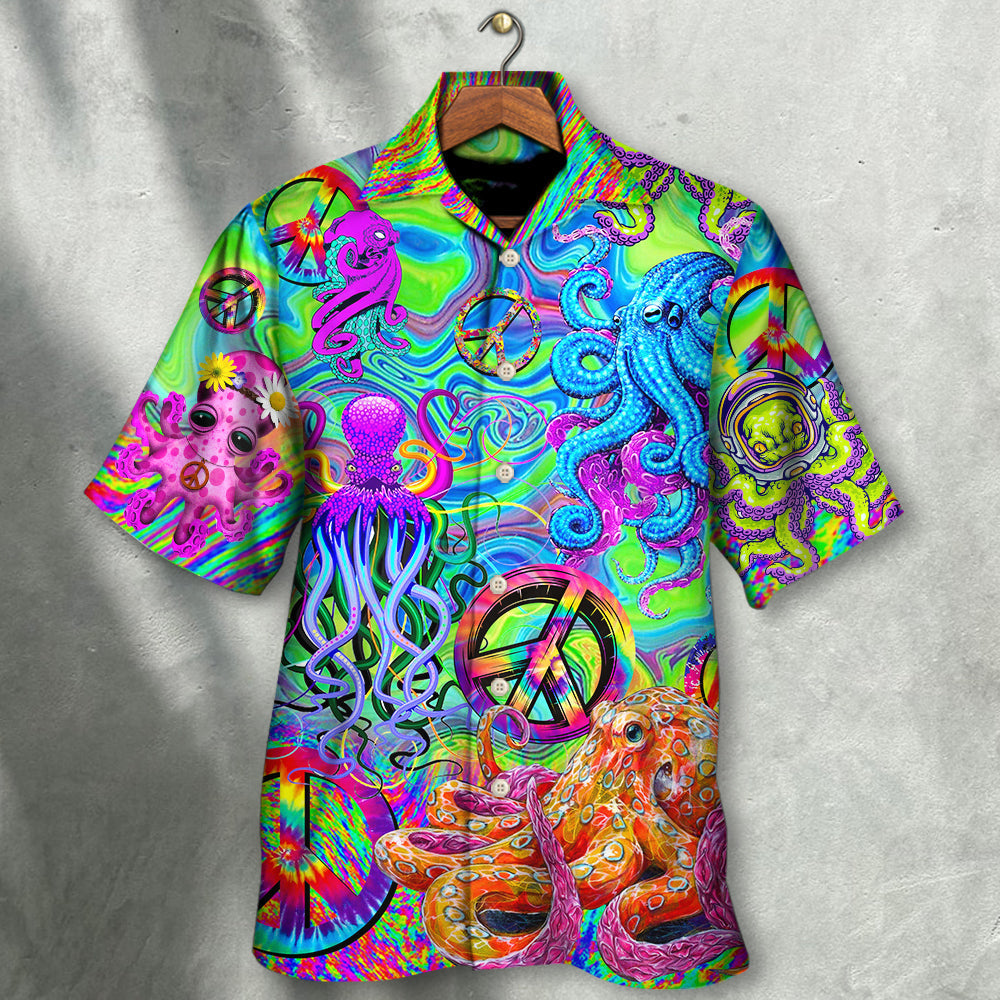 Hippie Funny Octopus Colorful Tie Dye - Hawaiian Shirt - Reefox