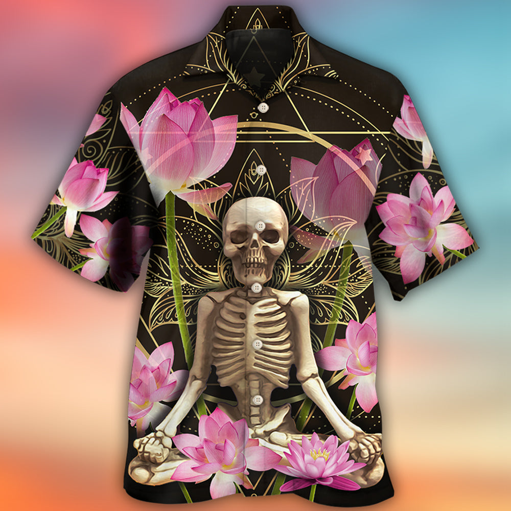 Skull Yoga Lighting Lotus Flower - Hawaiian Shirt - Reefox