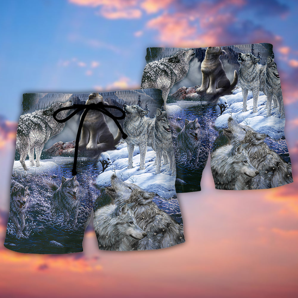 Wolf Is Not Lonely Just Alone - Beach Short Reefox - Owls Matrix LTD