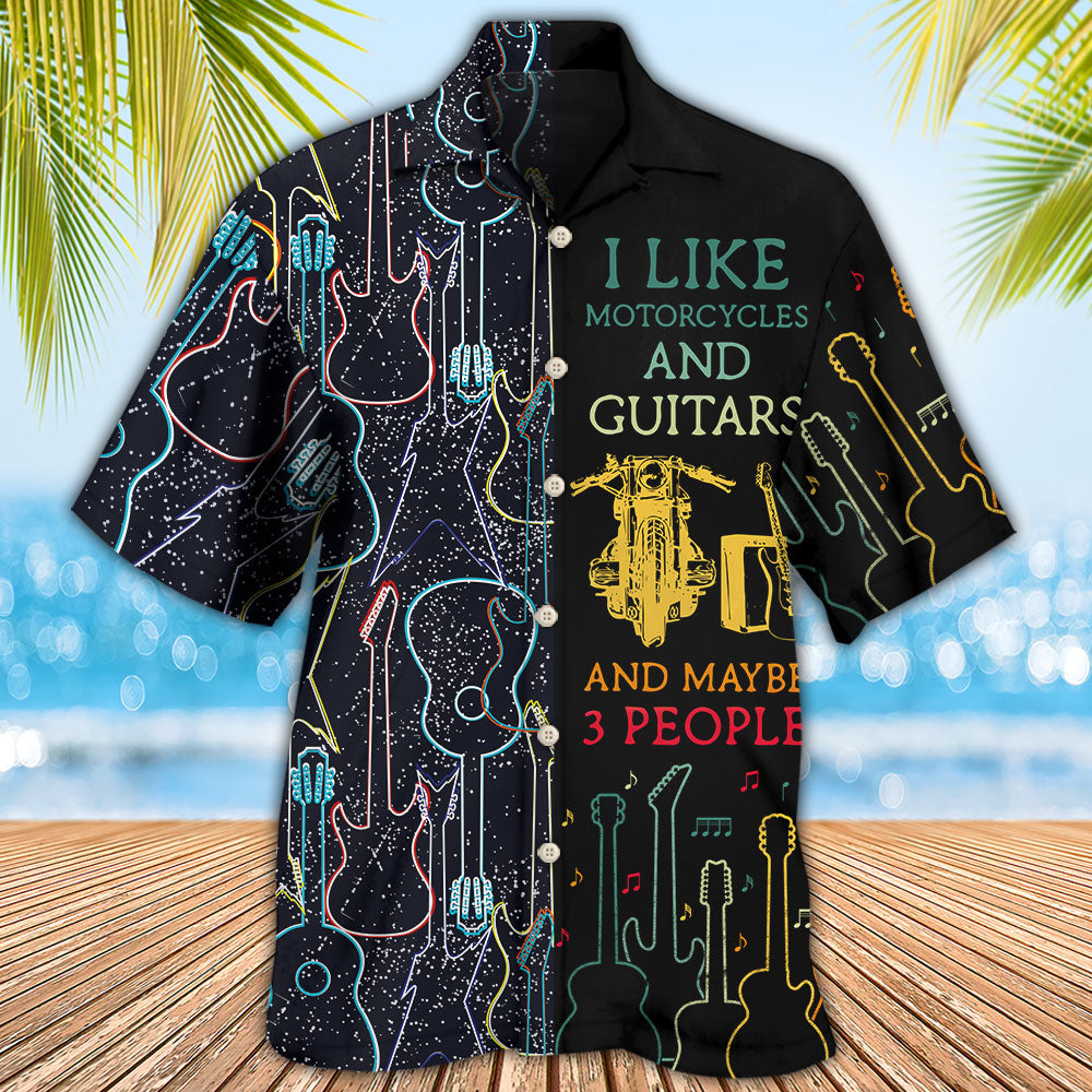 Guitar I Like Motorcycle And Guitar - Hawaiian Shirt - Reefox