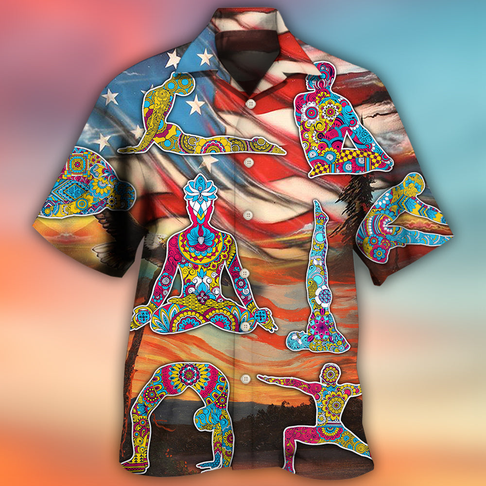 Yoga Independence Day Yoga Pose - Hawaiian Shirt - Reefox