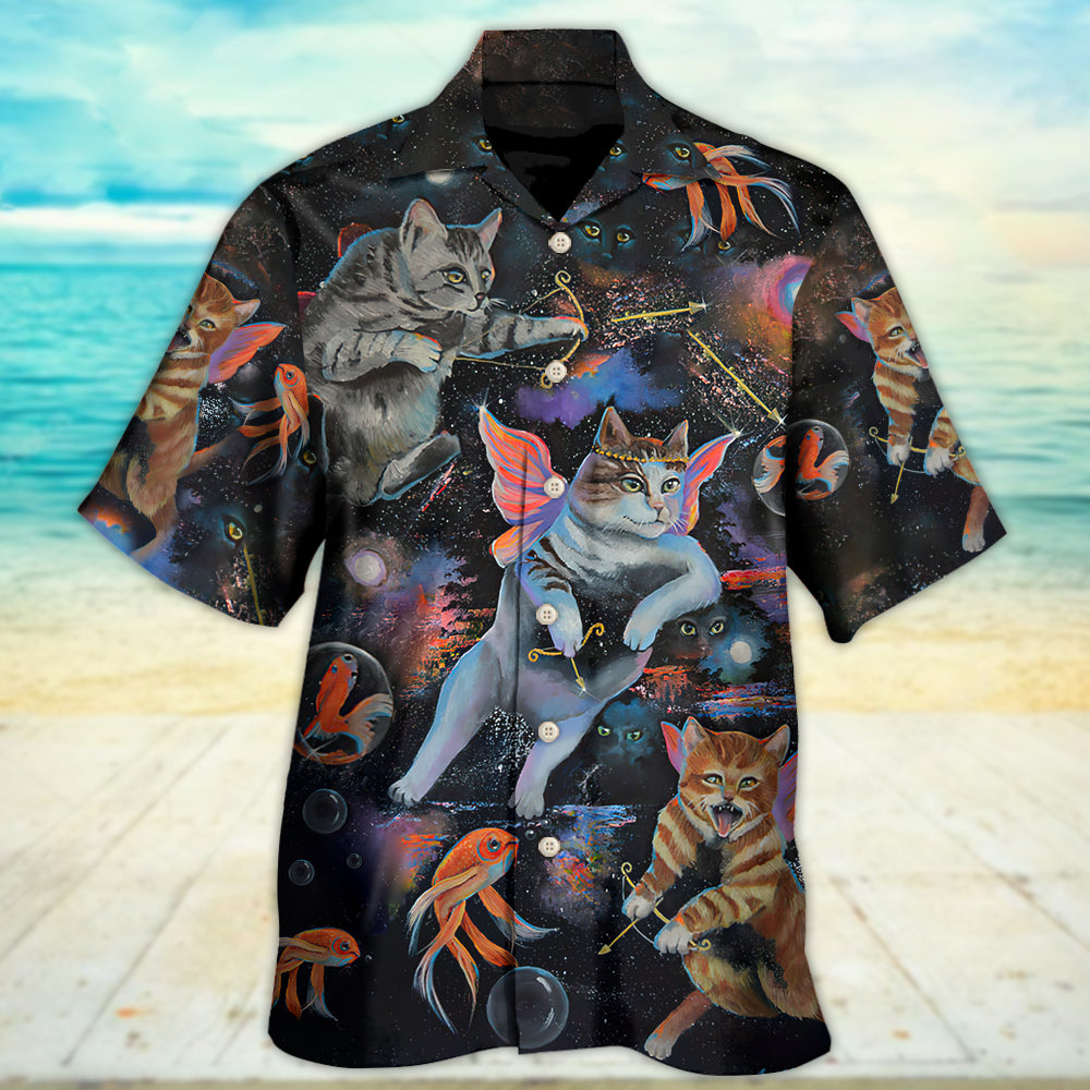 Cat Cupid With Goldfish on Heaven - Hawaiian Shirt - Reefox