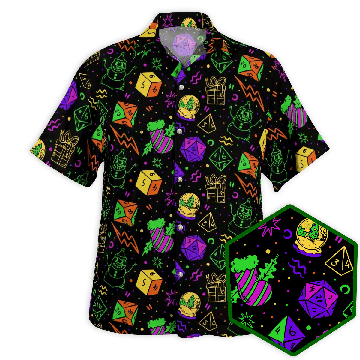 DnD Christmas DnD Dice Set - Hawaiian Shirt - Reefox