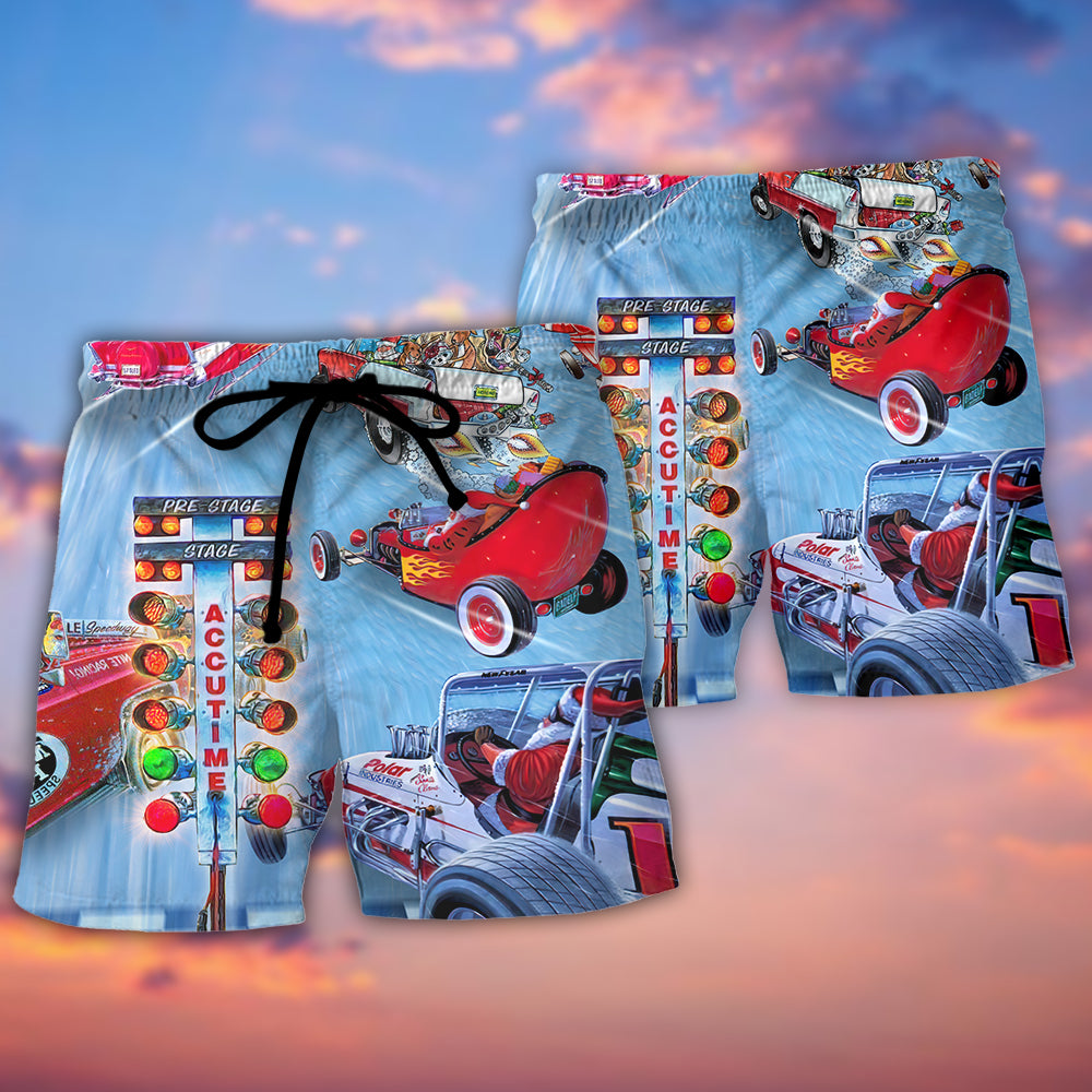 Christmas Santa Claus Start Drag Racing Light - Beach Short Reefox - Owls Matrix LTD