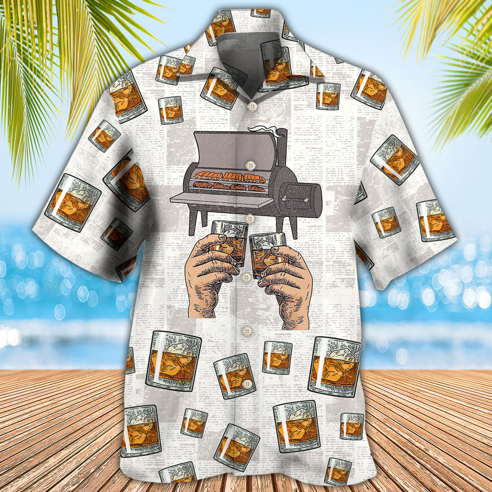 Wine Bourbon I Like Bourbon My Smoker And Maybe 3 People - Hawaiian Shirt - Reefox
