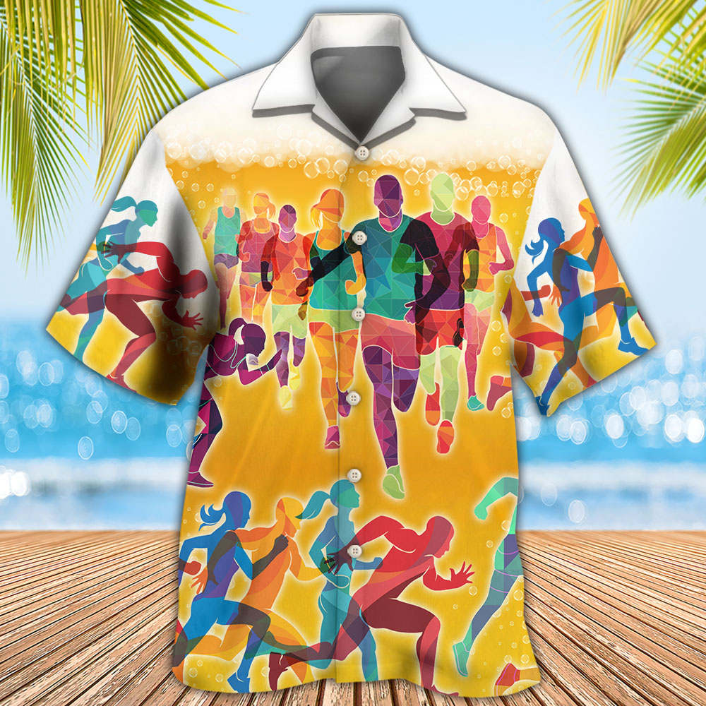 Beer I Like Beer And Running - Hawaiian Shirt - Reefox