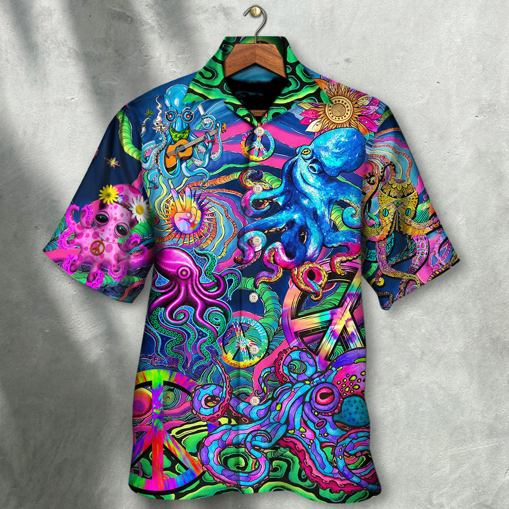 Hippie Funny Octopus Colorful Tie Dye Style - Hawaiian Shirt - Reefox