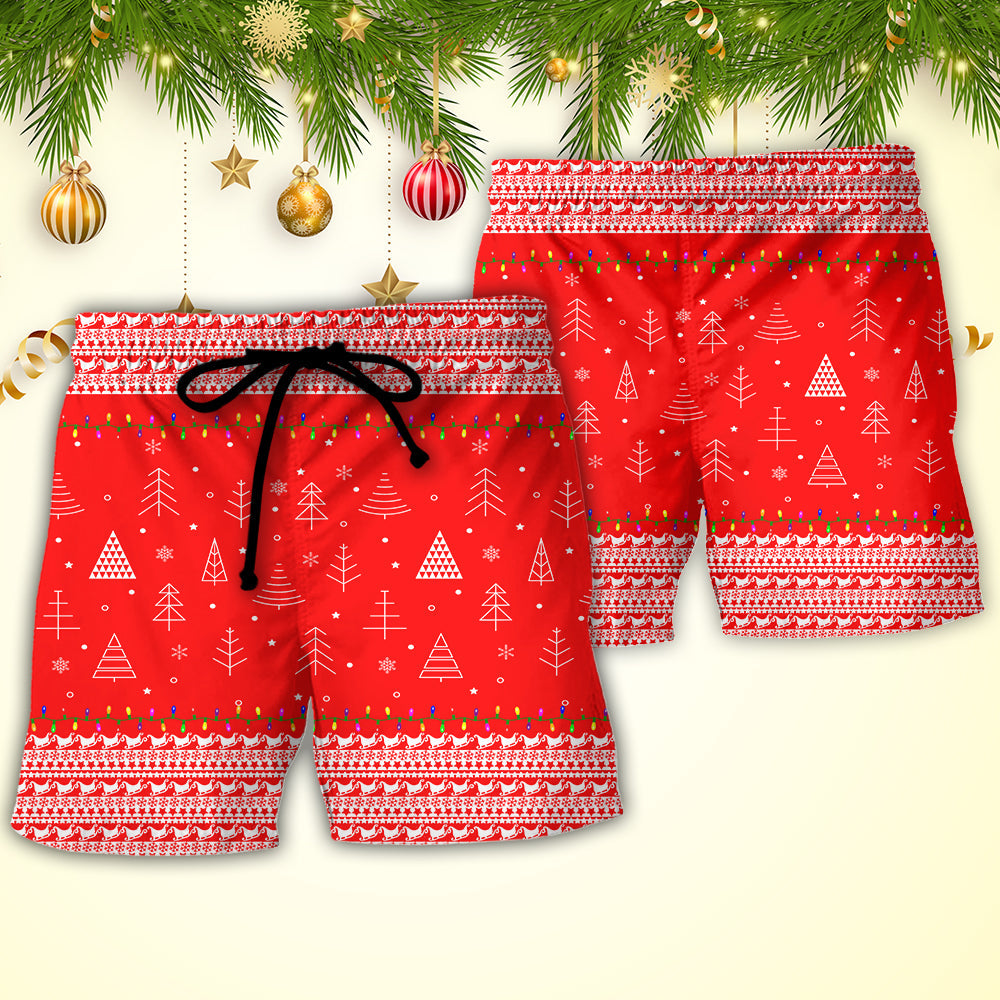 Cat Wreck The Tree Christmas Red Style - Beach Short Reefox - Owls Matrix LTD