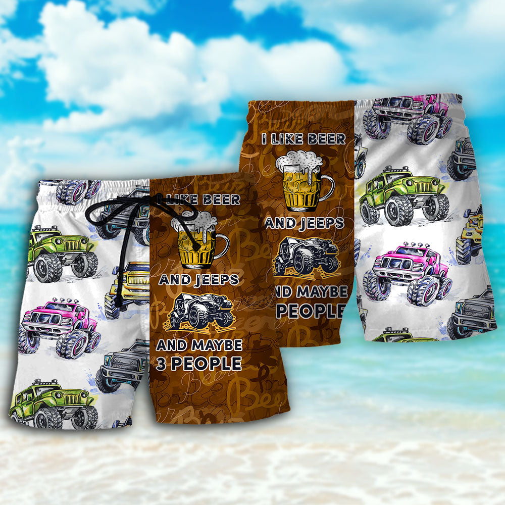 Beer I Like Beer And Jeeps - Beach Short Reefox - Owls Matrix LTD