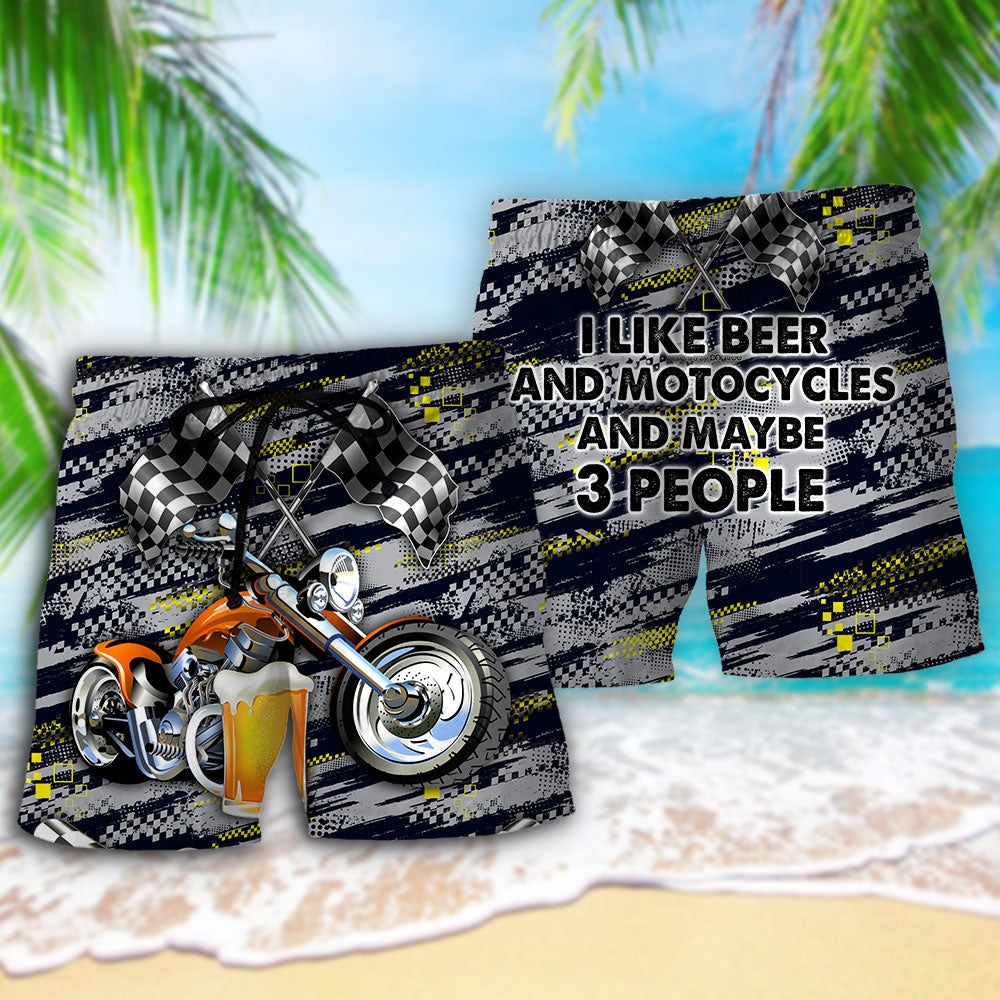 Beer I Like Beer And Motocycles And Maybe 3 People - Beach Short Reefox - Owls Matrix LTD