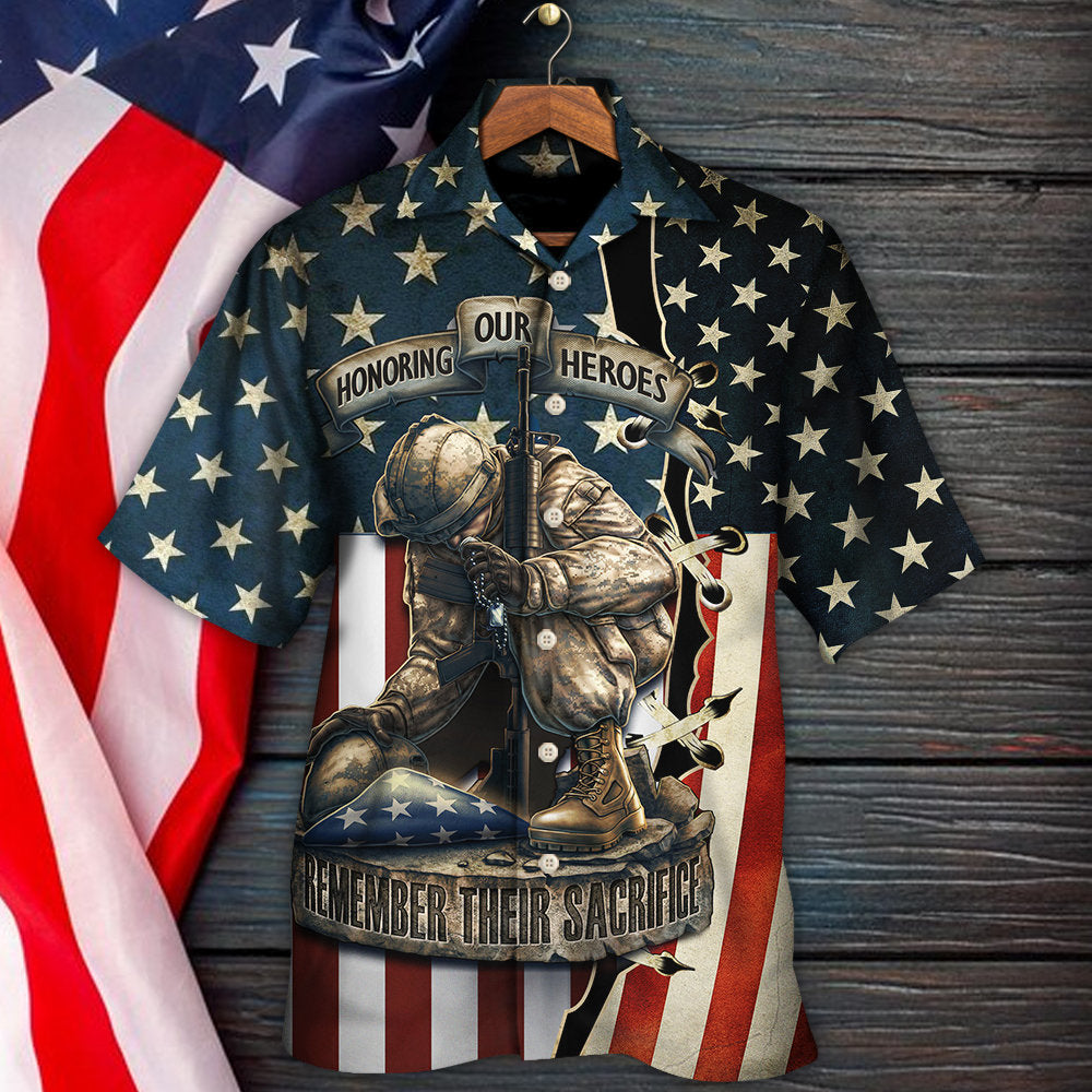 America Honoring Our Heroes Remember Their Sacrifice - Hawaiian Shirt - Reefox