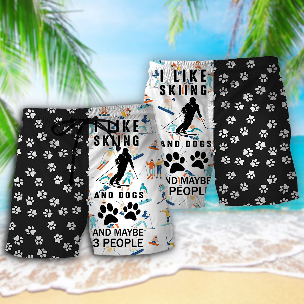 Skiing I Like Skiing And Dogs - Beach Short Reefox - Owls Matrix LTD