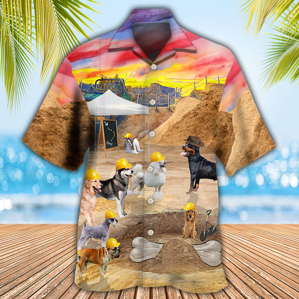 Dog Archeologist Dog Digging For Bones - Hawaiian Shirt - Reefox