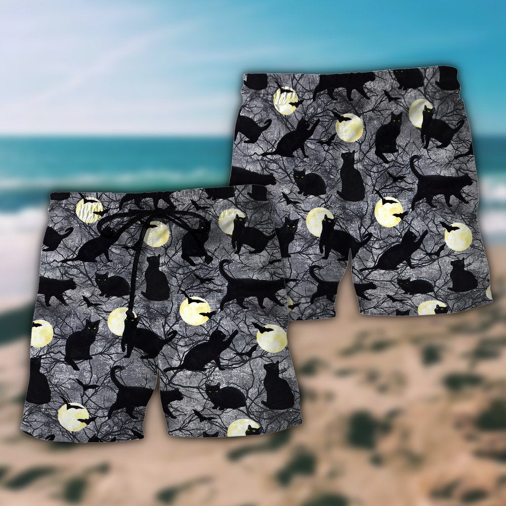 Halloween Black Cat Pattern - Beach Short Reefox - Owls Matrix LTD