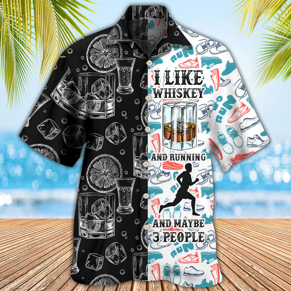 Wine Whiskey I Like Whiskey And Running - Hawaiian Shirt - Reefox