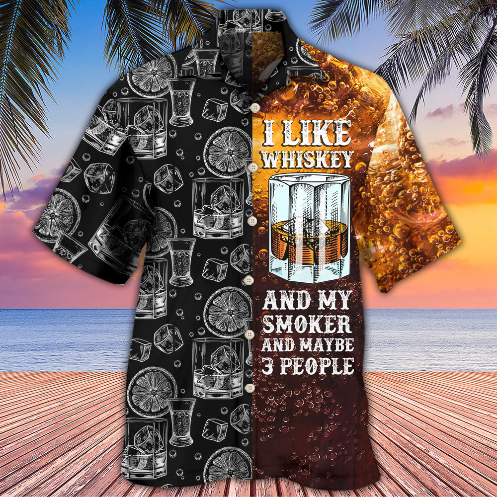 Wine Whiskey I Like Whiskey And My Smoker - Hawaiian Shirt - Reefox