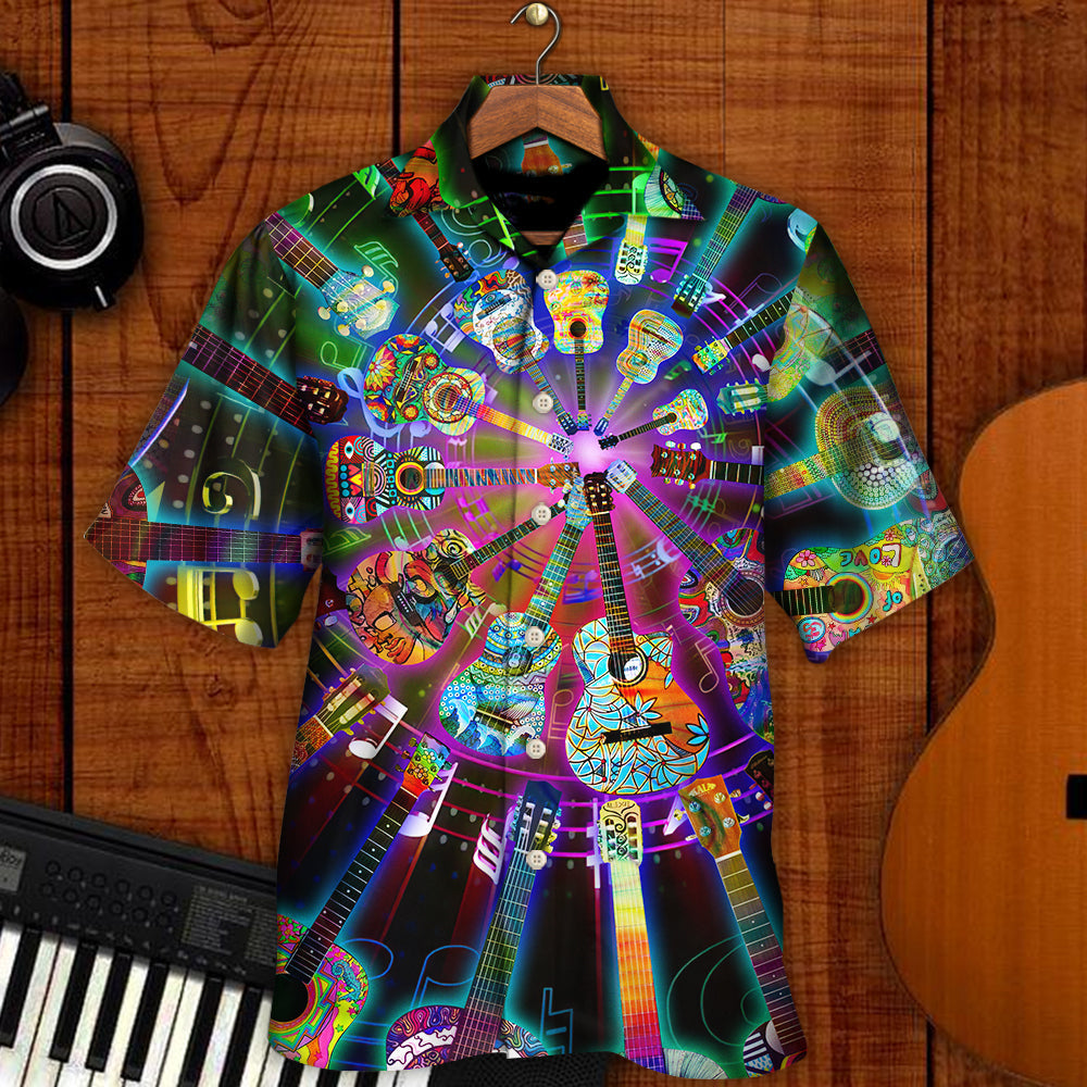 Hippie Funny Guitar Music Colorful - Hawaiian Shirt - Reefox