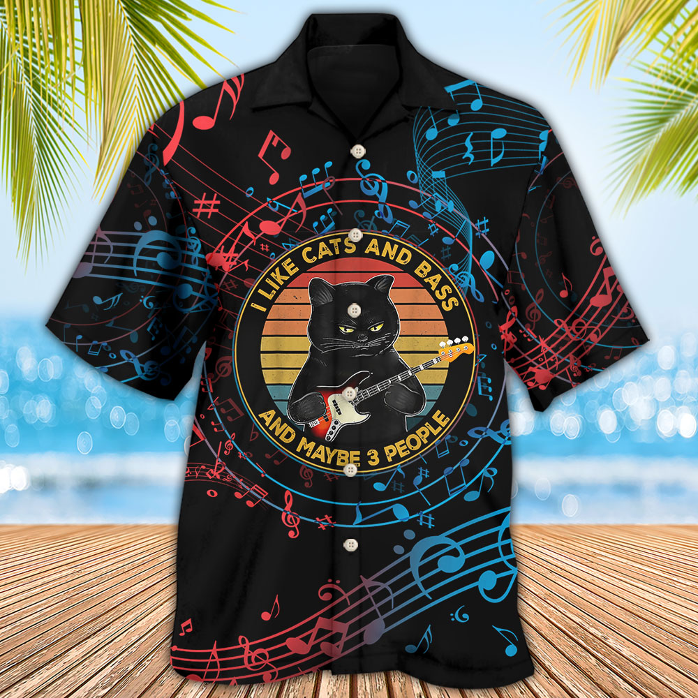 Guitar I Like Cats And Bass - Hawaiian Shirt - Reefox