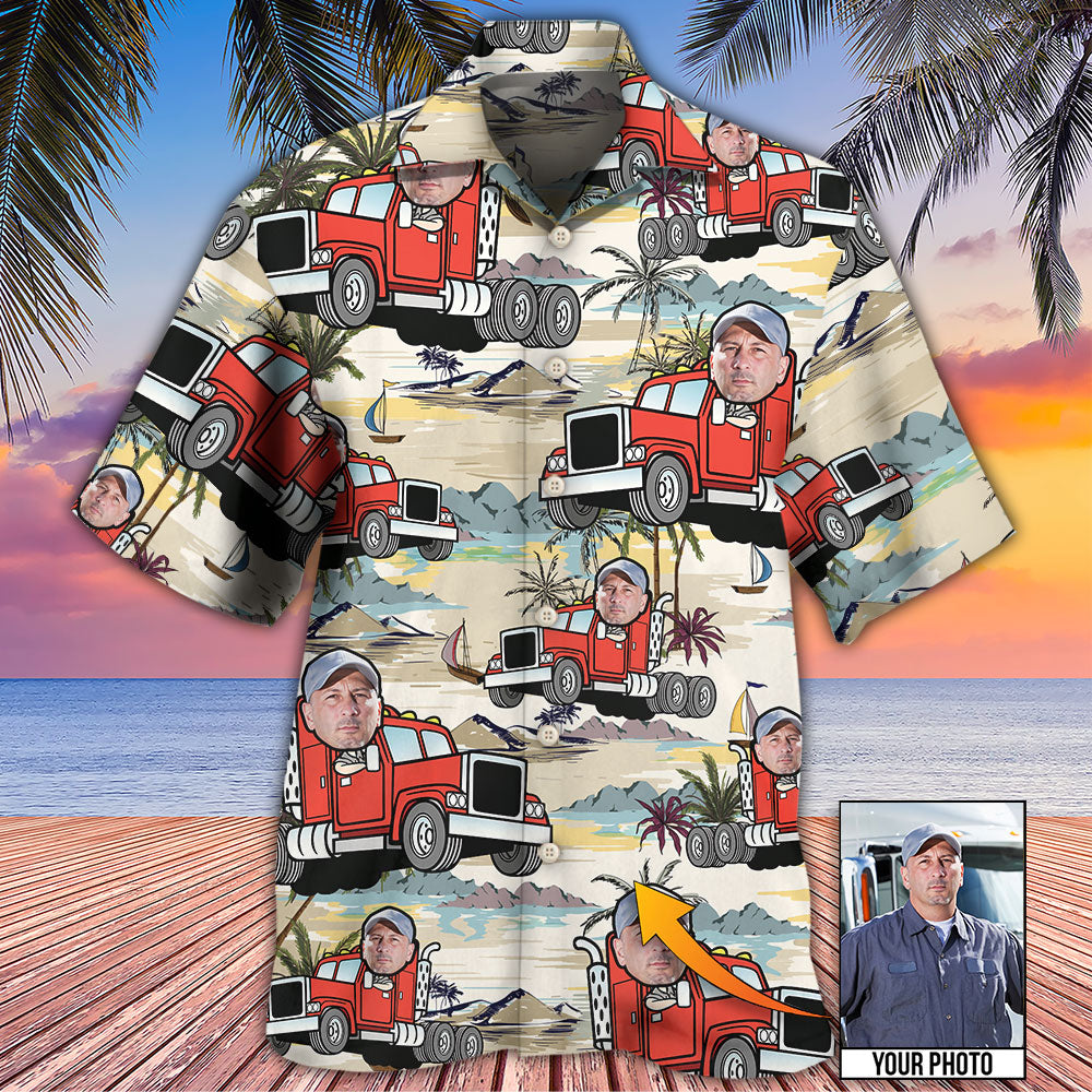 Truck Driver Tropical Beach Custom Photo - Hawaiian Shirt - Reefox