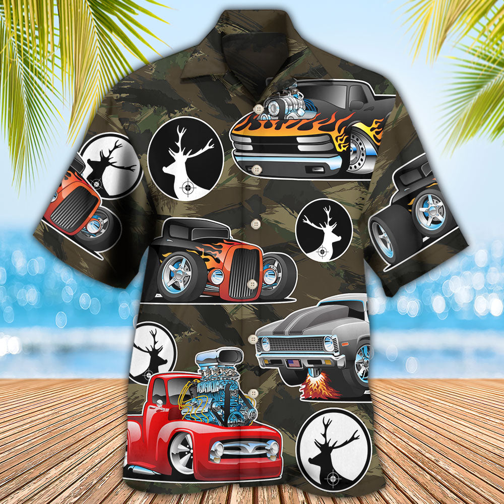 Hunting I Like Hot Rods And Hunting - Hawaiian Shirt - Reefox