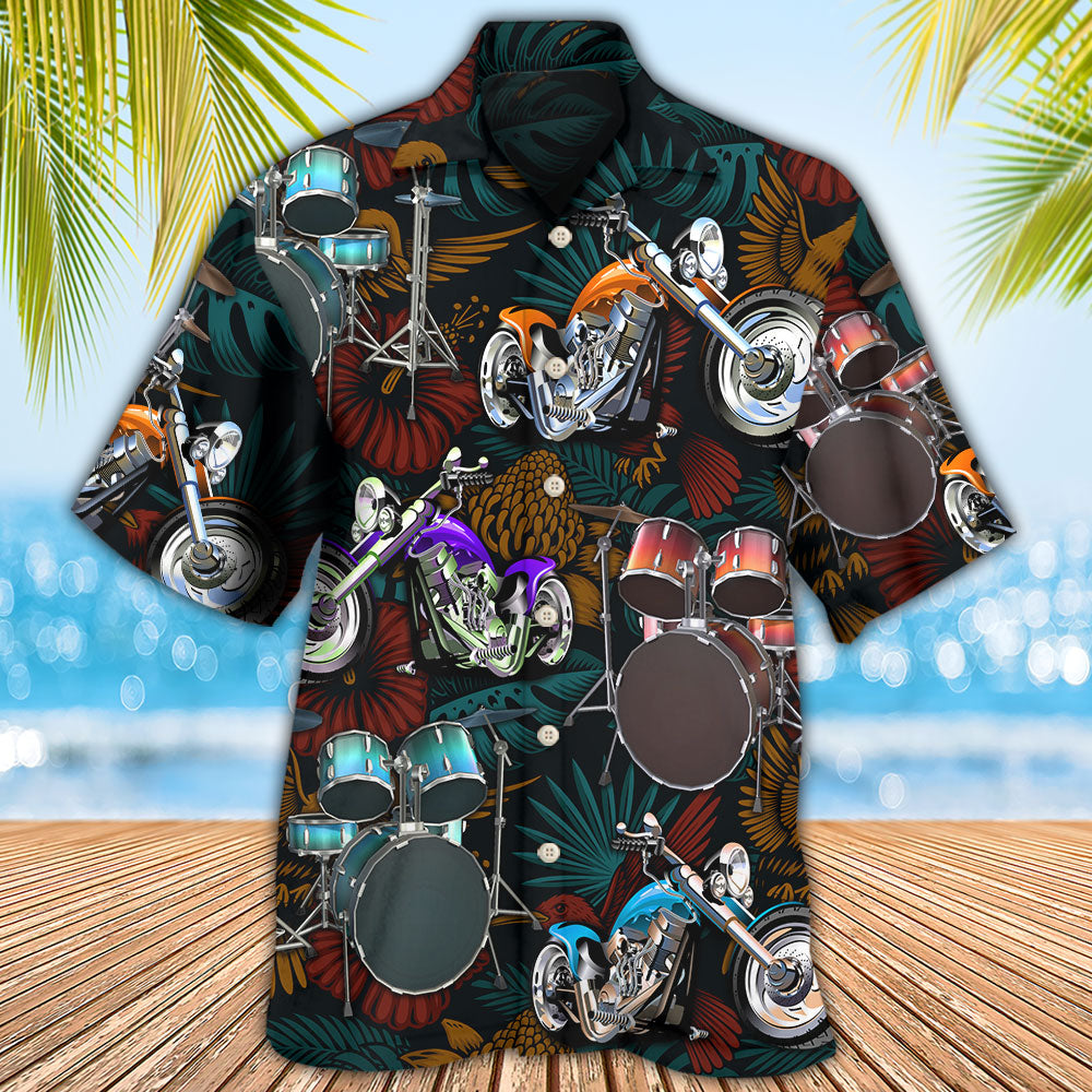 Drum I Like Drums And Motorcycles - Hawaiian Shirt - Reefox