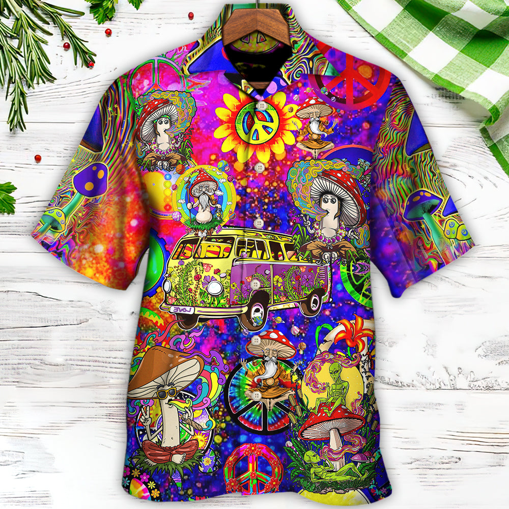 Hippie Mushroom Peace Life Be Hippie Amazing Style - Hawaiian Shirt - Reefox