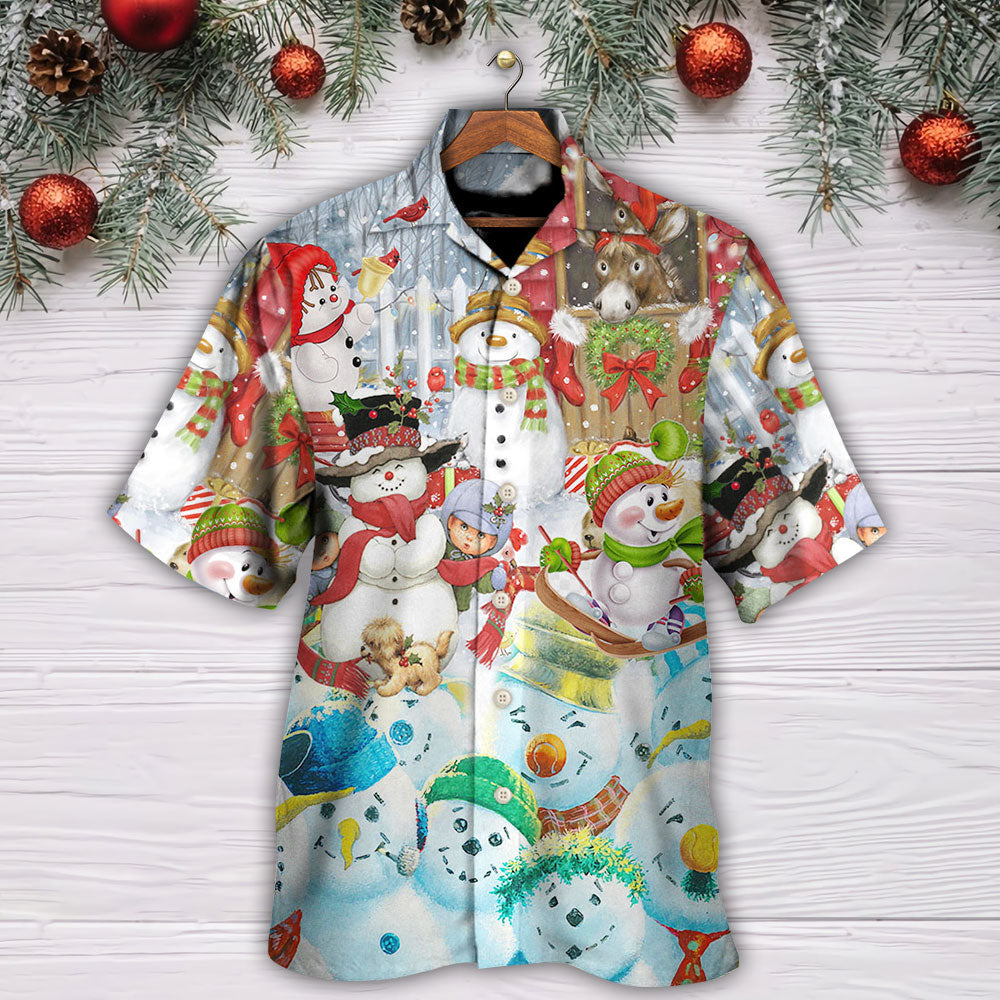 Christmas Snowman Happy Farm Holiday Christmas - Hawaiian Shirt - Reefox