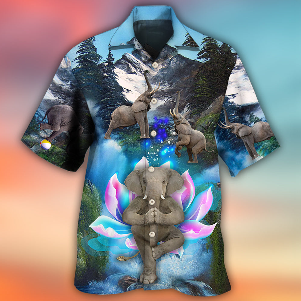 Elephant Yoga Pose On The Waterfall - Hawaiian Shirt - Reefox