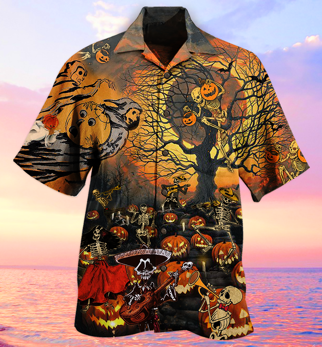 Halloween Skull Darkness - Hawaiian Shirt - Reefox