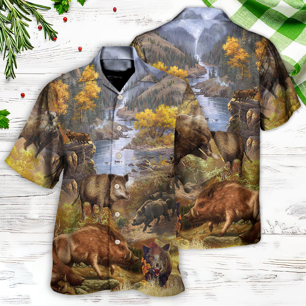 Boar Animals Wild Boar Hog Hunters Do It All Night Long - Hawaiian Shirt - Reefox