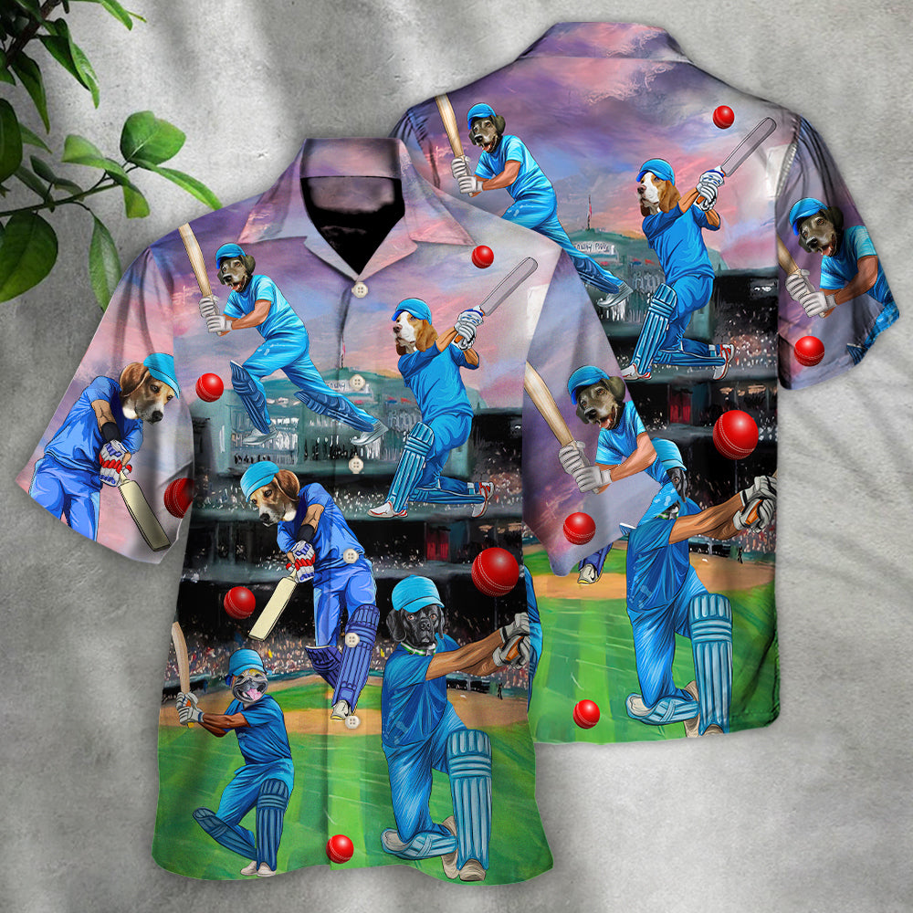 Dog Love Cricket Funny Lover Cricket And Dog - Hawaiian Shirt - Reefox