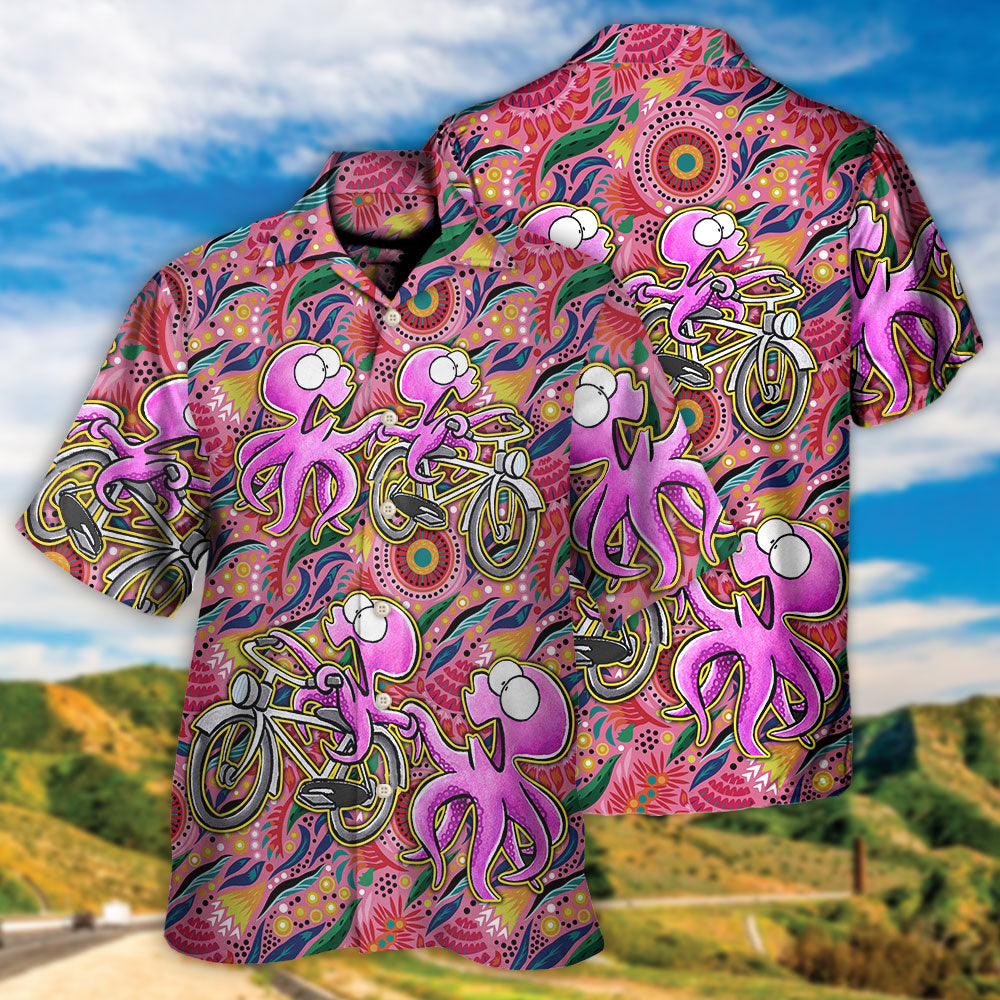 Octopus Ride Cycling Tropical Art - Hawaiian Shirt - Reefox