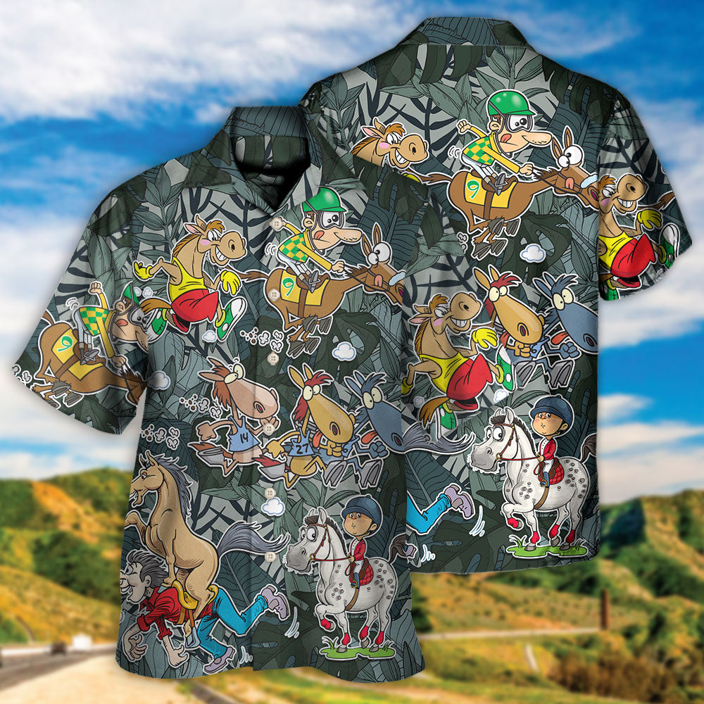 Horse Racing Funny Art - Hawaiian Shirt - Reefox