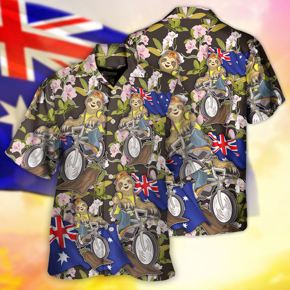 Solth Australia Sloth Ride Cycling Art - Hawaiian Shirt - Reefox
