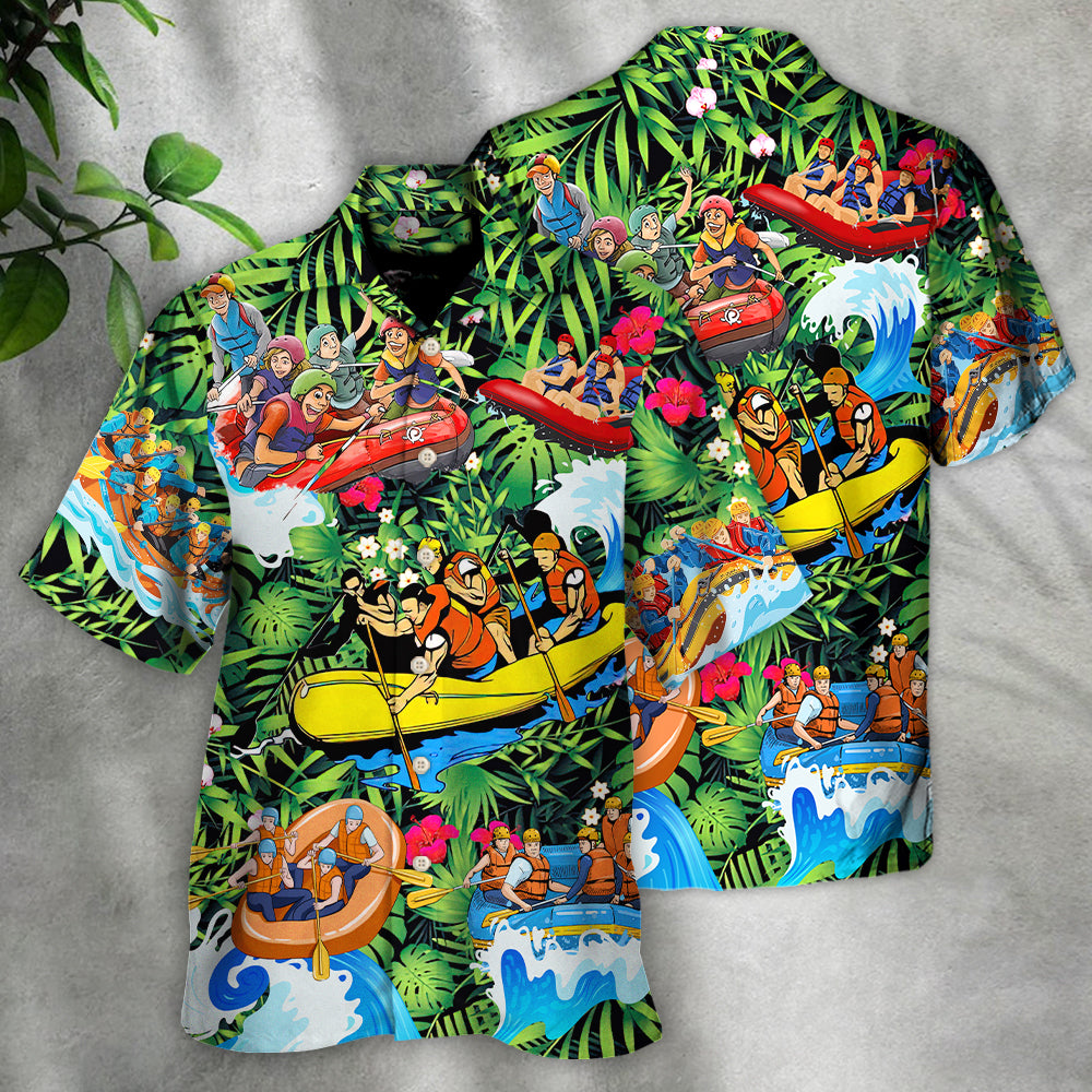 Water Rafting Lover Style Flower Tropical - Hawaiian Shirt - Reefox