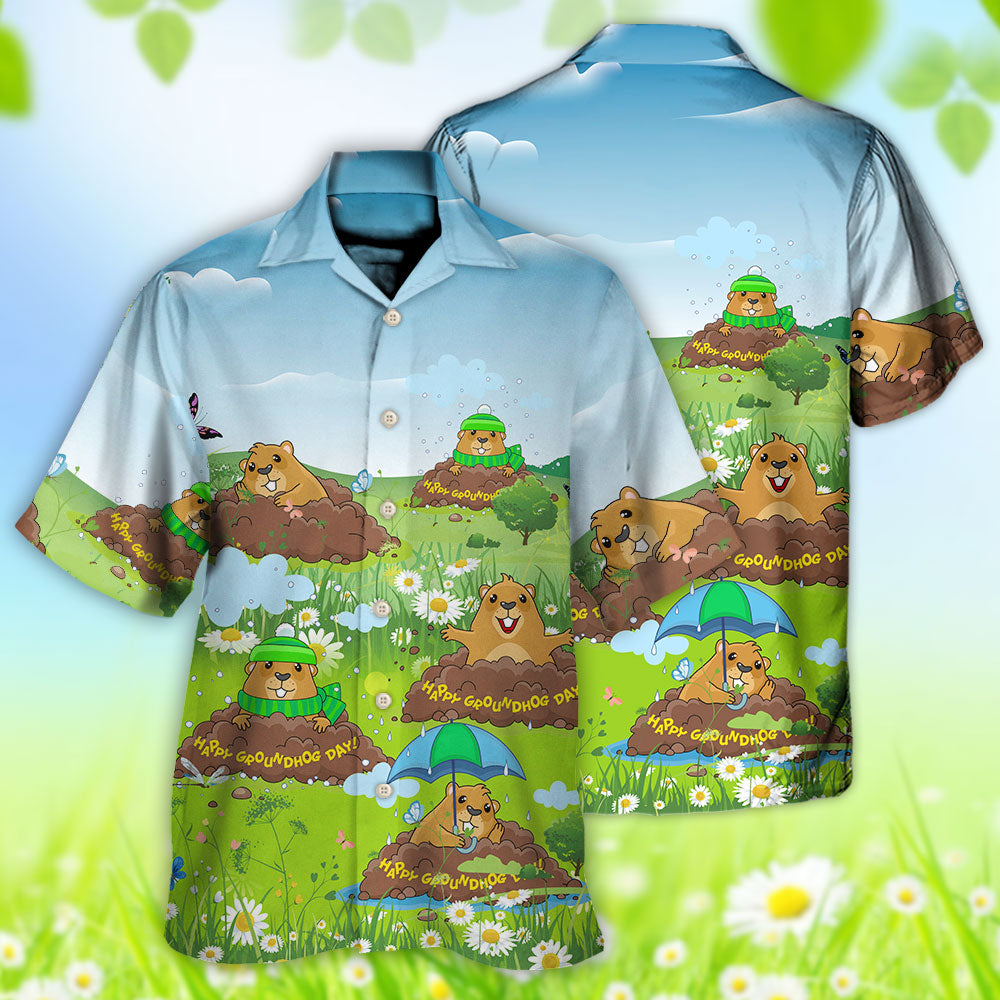 Groundhog Day Happy Day Grass Garden - Hawaiian Shirt - Reefox
