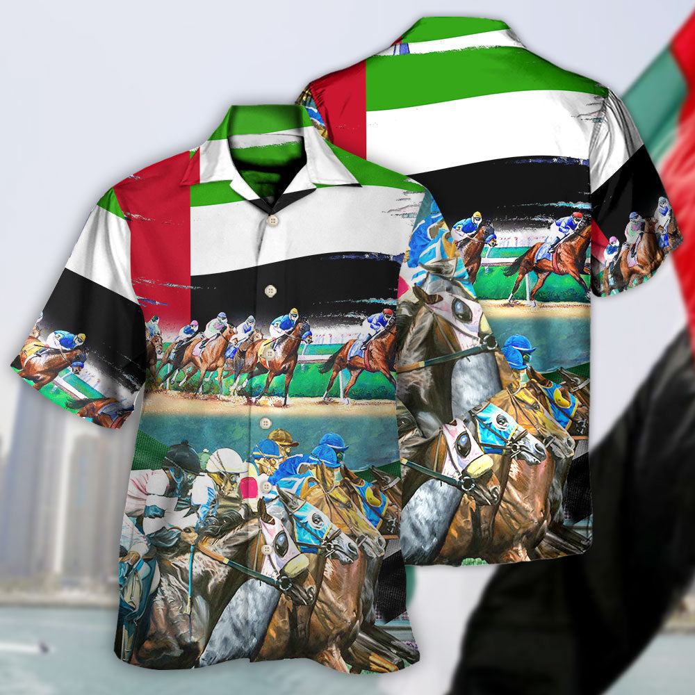 Horse UAE Flag Horse Racing Amazing Seat Lover - Hawaiian Shirt - Reefox