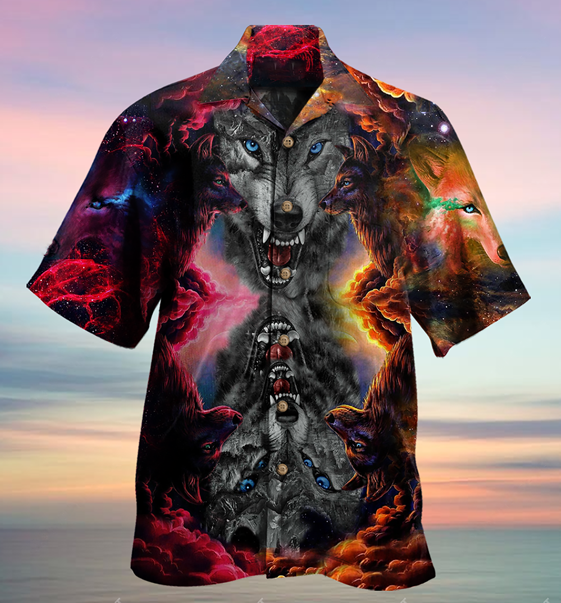 Wolf Loves Darkness Love Galaxy Sky - Hawaiian Shirt - Reefox