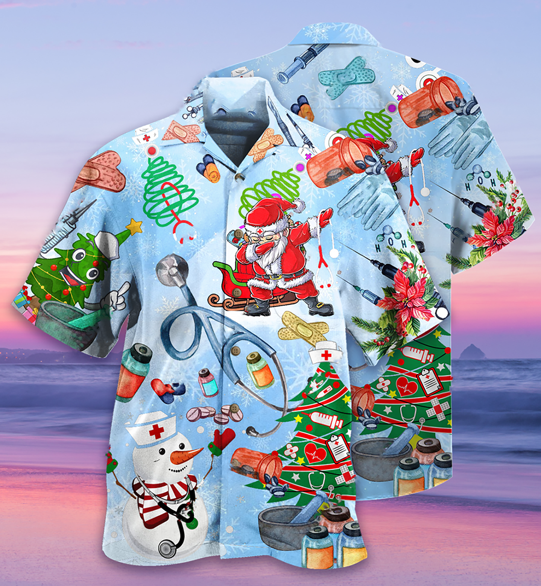 Nurse Love Xmas Tree - Hawaiian Shirt - Reefox