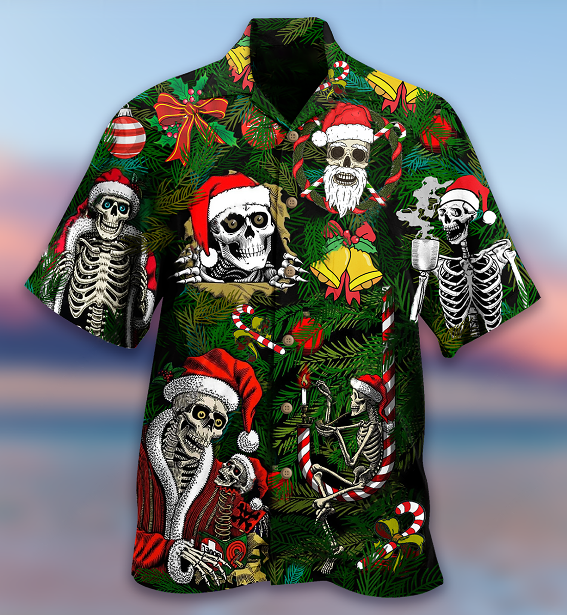 Skull Merry Xmas Happy - Hawaiian Shirt - Reefox
