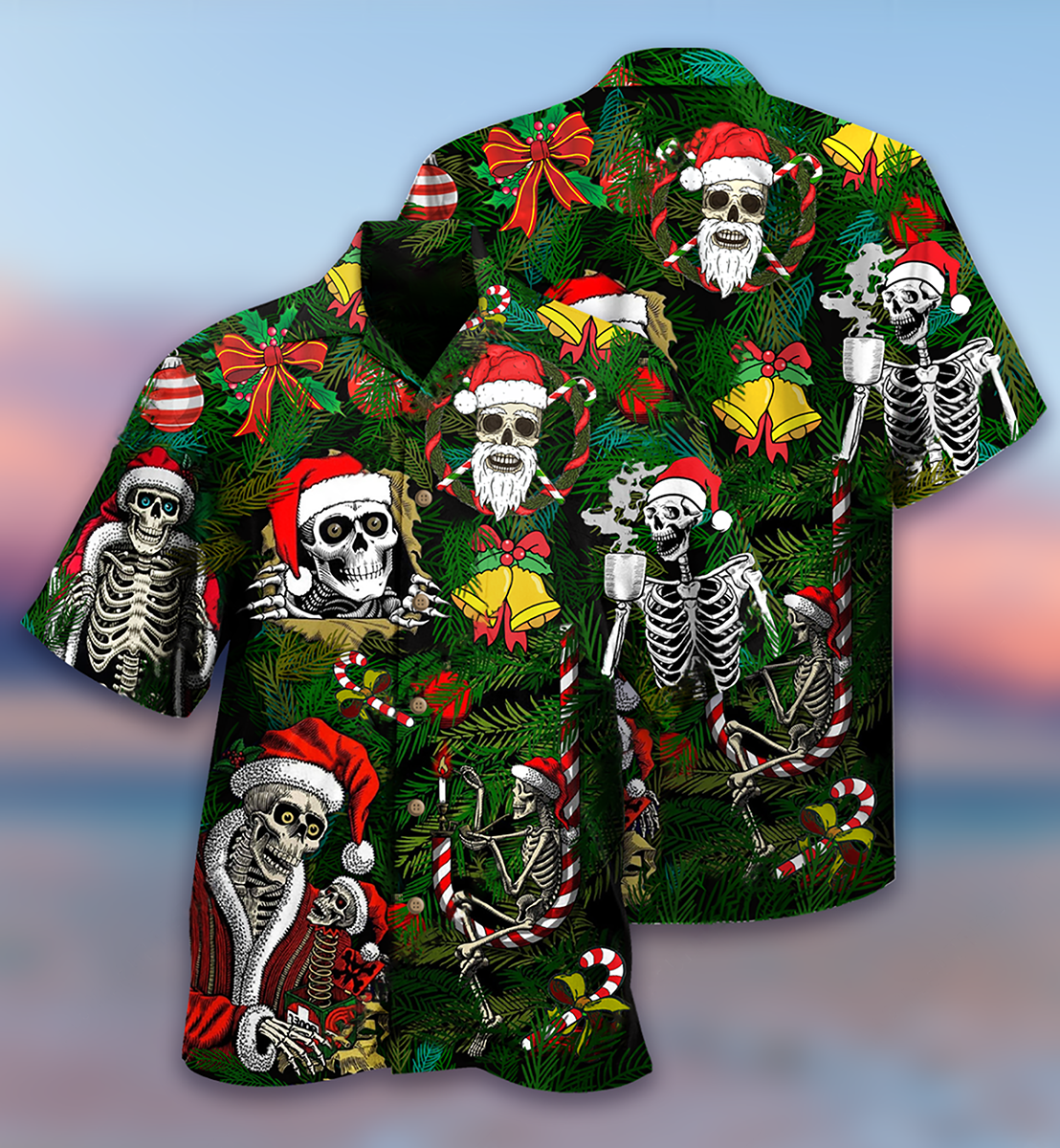Skull Merry Xmas Happy - Hawaiian Shirt - Reefox