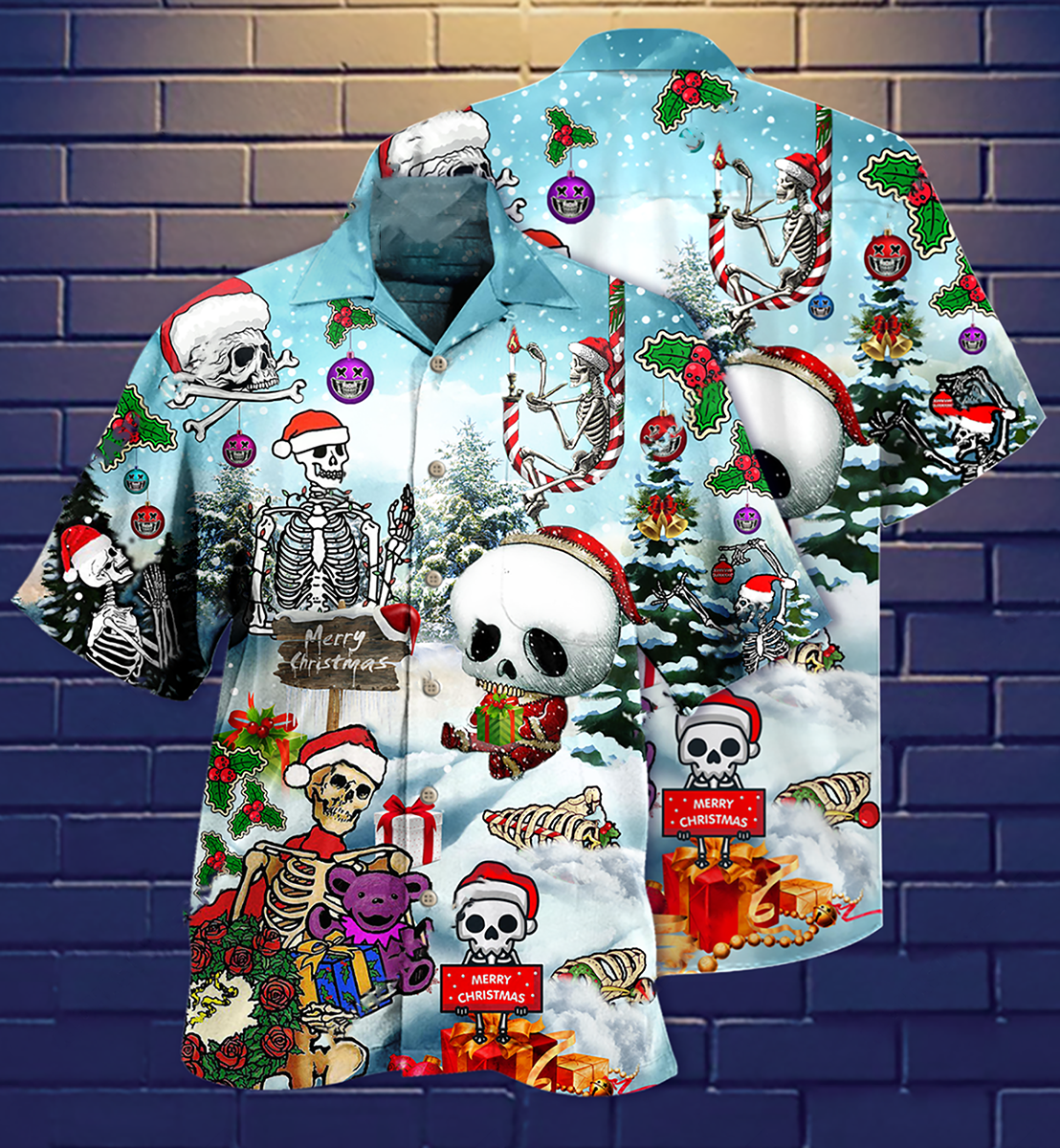 Skull Xmas Snow - Hawaiian Shirt - Reefox